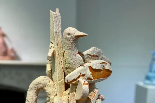 a close up of a sculpture of a bird